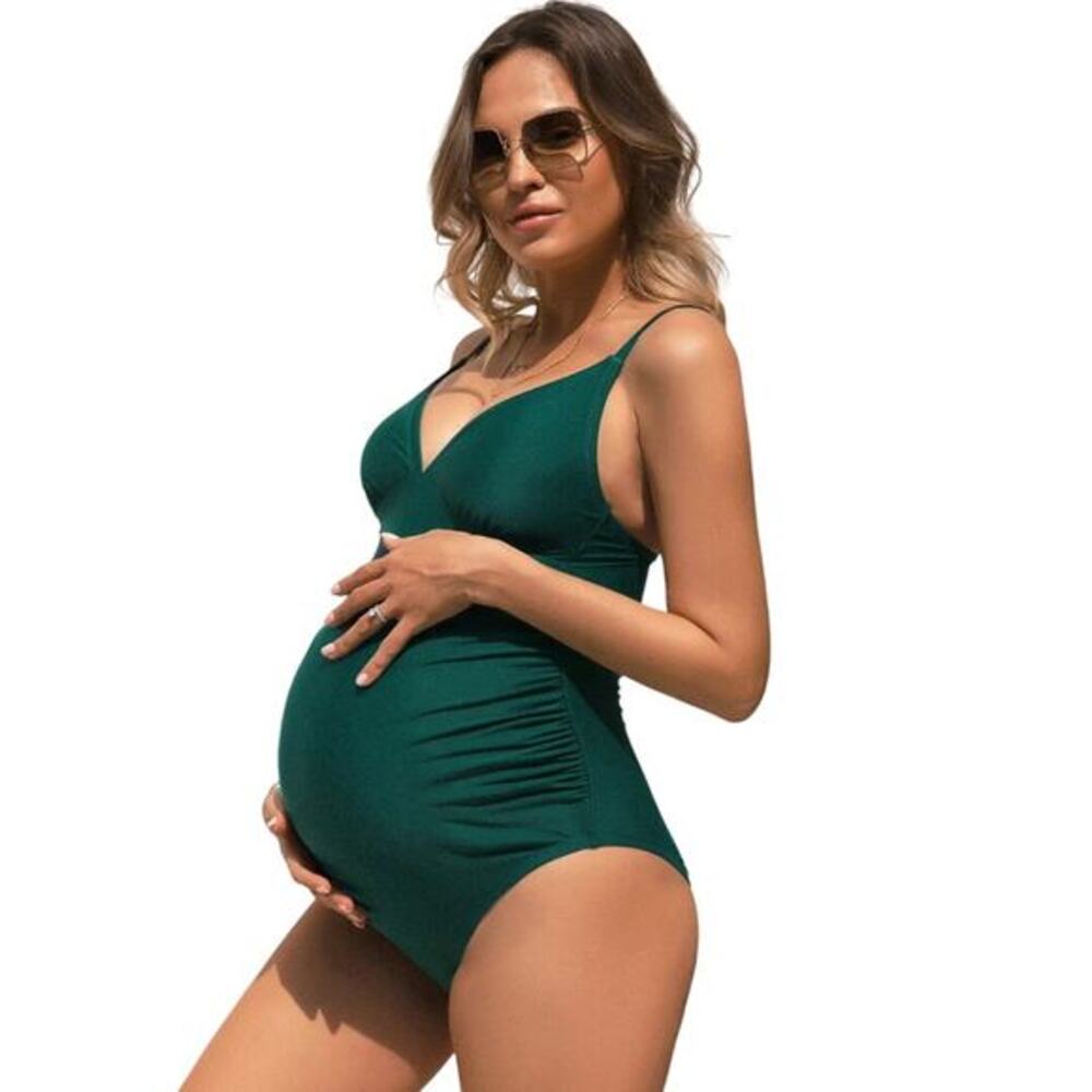 Cupshe Womens Green Boho Rhapsody V Neck Maternity One Piece Swimsuit Size‎ S